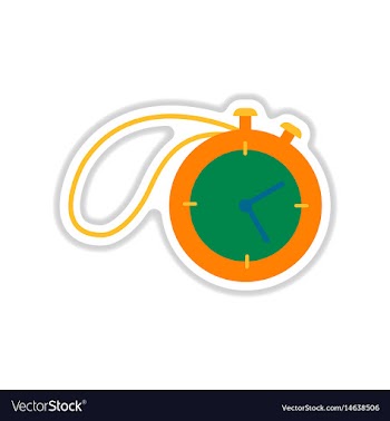 Paper sticker on white background stopwatch vector image