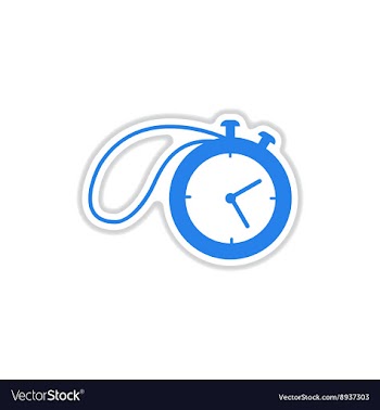 Paper sticker on white background stopwatch vector image