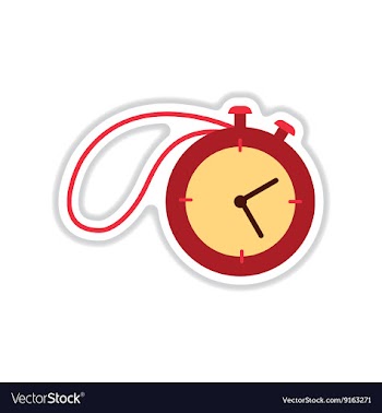 Paper sticker on white background stopwatch vector image