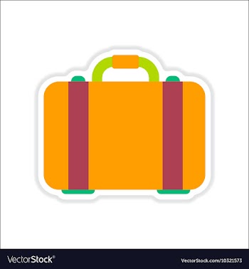 Paper sticker on white background suitcase bag vector image