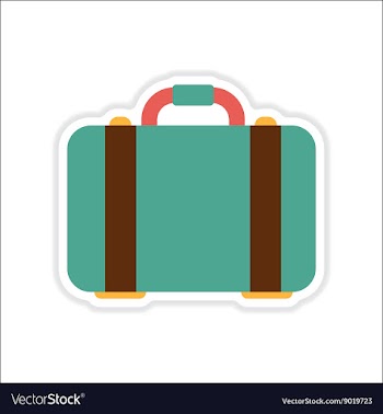 Paper sticker on white background suitcase bag vector image