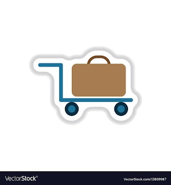 Paper sticker on white background suitcase on vector image