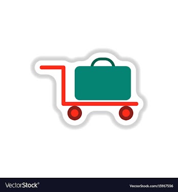 Paper sticker on white background suitcase on vector image