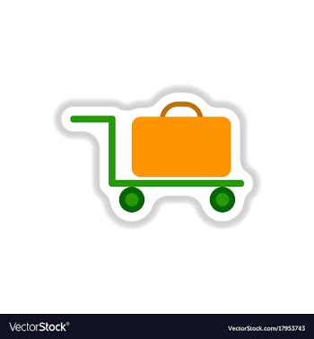 Paper sticker on white background suitcase on vector image