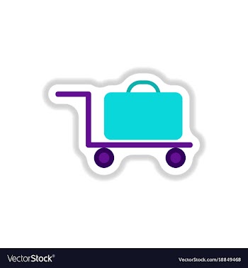 Paper sticker on white background suitcase on vector image