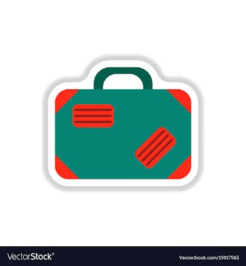 Paper sticker on white background suitcase vector image
