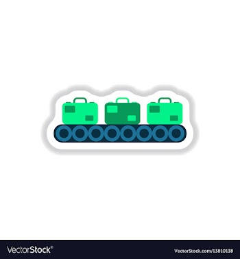 Paper sticker on white background suitcases vector image
