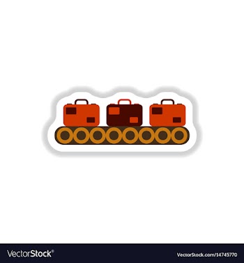 Paper sticker on white background suitcases vector image