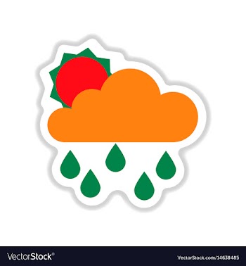Paper sticker on white background sun clouds rain vector image
