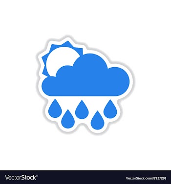 Paper sticker on white background sun clouds rain vector image