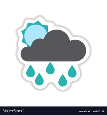 Paper sticker on white background sun clouds rain vector image