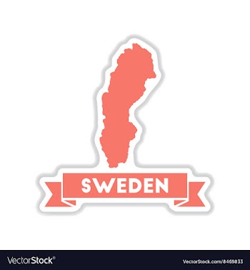 Paper sticker on white background Sweden map vector image