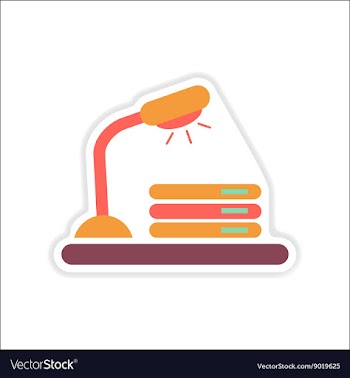 Paper sticker on white background table lamp vector image