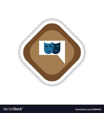 Paper sticker on white background theater masks vector image