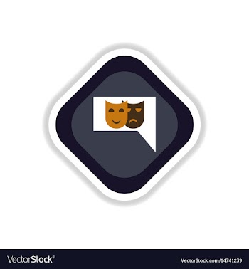 Paper sticker on white background theater masks vector image