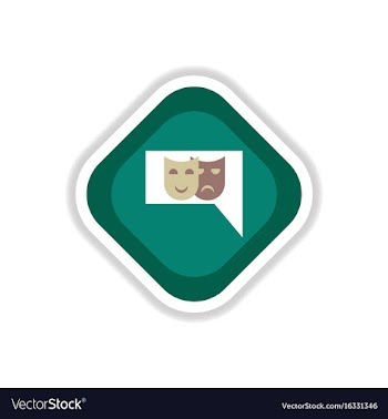 Paper sticker on white background theater masks vector image