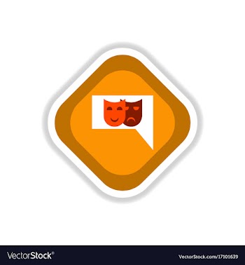 Paper sticker on white background theater masks vector image