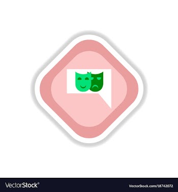 Paper sticker on white background theater masks vector image