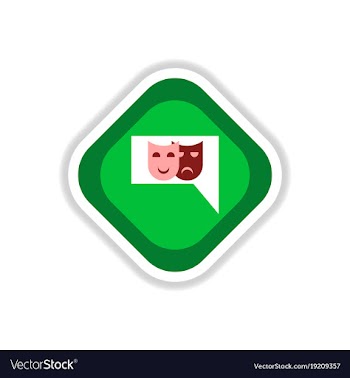 Paper sticker on white background theater masks vector image