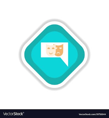 Paper sticker on white background theater masks vector image