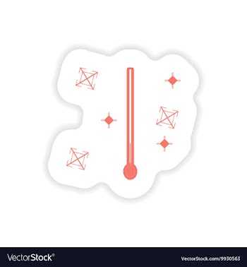 Paper sticker on white background thermometer vector image