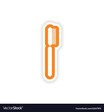 Paper sticker on white background tooth brush vector image