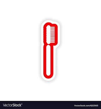 Paper sticker on white background tooth brush vector image