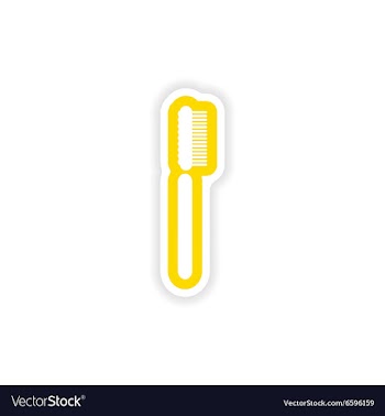 Paper sticker on white background tooth brush vector image