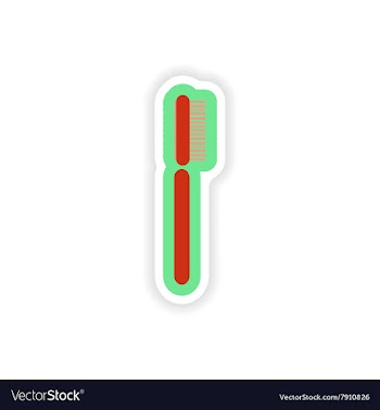 Paper sticker on white background tooth brush vector image