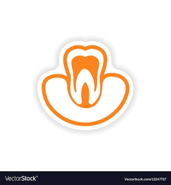 Paper sticker on white background tooth in gums vector image
