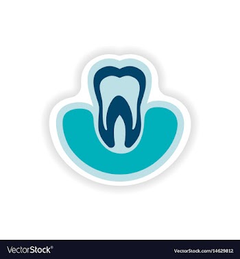 Paper sticker on white background tooth in gums vector image