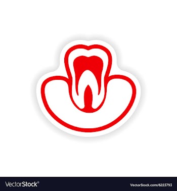 Paper sticker on white background tooth in gums vector image