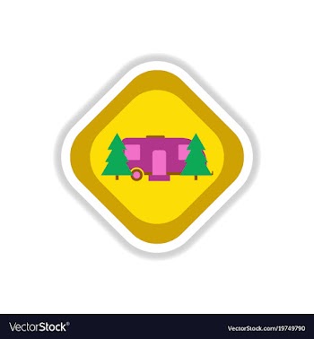 Paper sticker on white background trailer in vector image