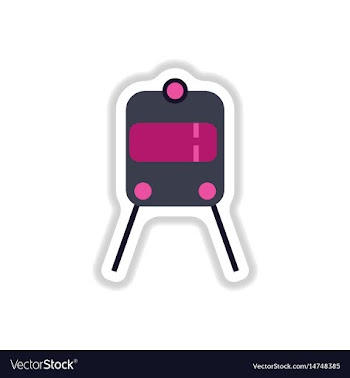 Paper sticker on white background train airport vector image