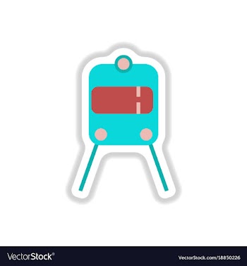 Paper sticker on white background train airport vector image