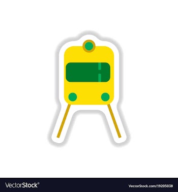 Paper sticker on white background train airport vector image