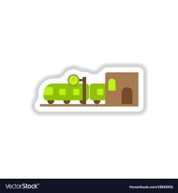 Paper sticker on white background train station vector image