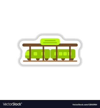 Paper sticker on white background train station vector image