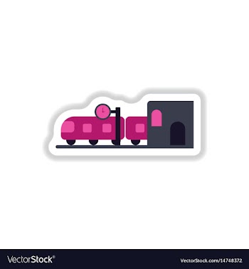 Paper sticker on white background train station vector image