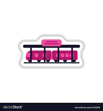 Paper sticker on white background train station vector image