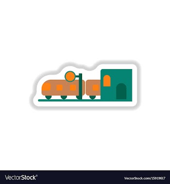 Paper sticker on white background train station vector image
