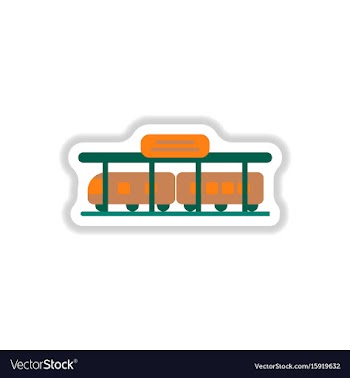 Paper sticker on white background train station vector image