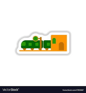 Paper sticker on white background train station vector image