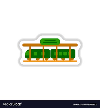 Paper sticker on white background train station vector image