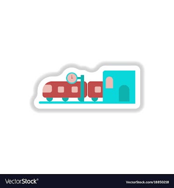 Paper sticker on white background train station vector image
