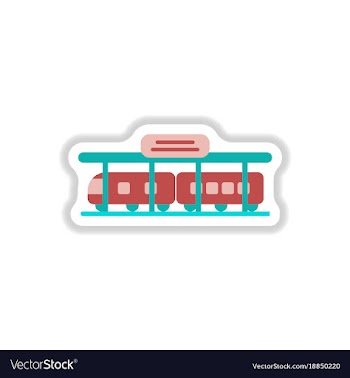 Paper sticker on white background train station vector image