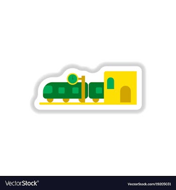 Paper sticker on white background train station vector image