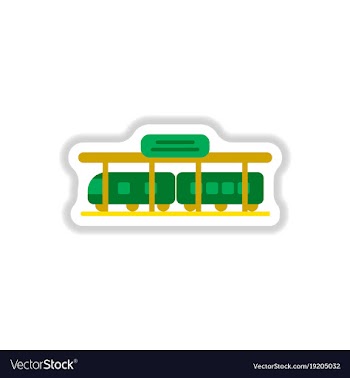 Paper sticker on white background train station vector image