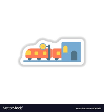 Paper sticker on white background train station vector image