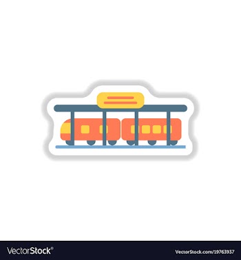 Paper sticker on white background train station vector image